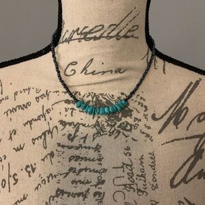 Handmade turquoise and seed bead choker